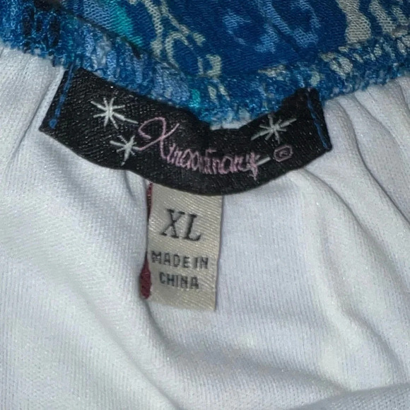 Xrtaordinary, XL, juniors, blue,black,white, geometric print, cold shoulder lace - Picture 7 of 10